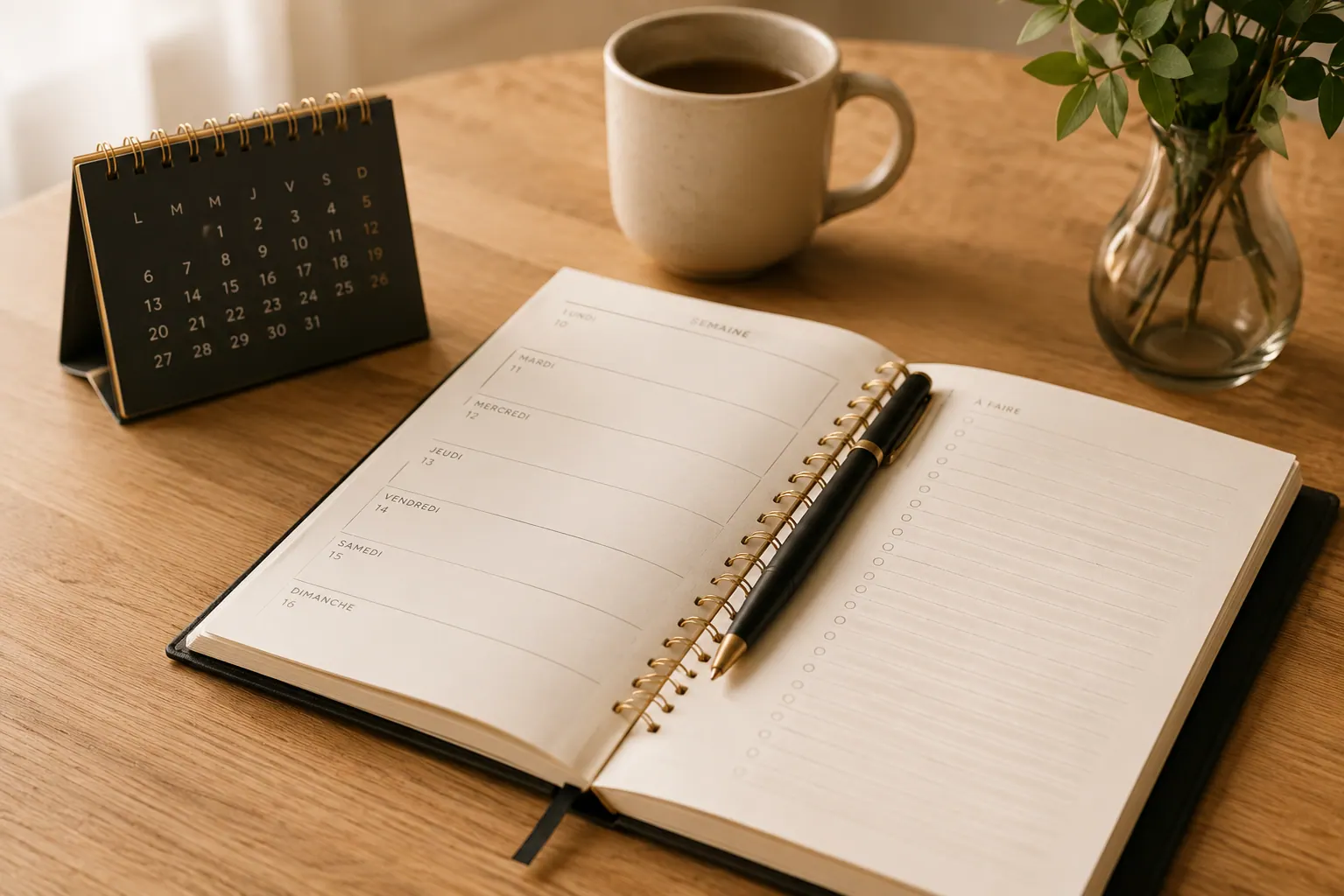 Agenda ouvert avec un crayon